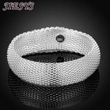 925 Silver Bracelet for Women Round Bangle Wedding Party Christmas Jewelry
