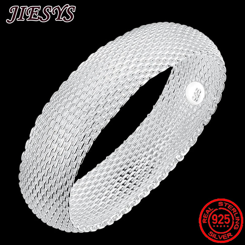 925 Silver Bracelet for Women Round Bangle Wedding Party Christmas Jewelry