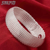 925 Silver Bracelet for Women Round Bangle Wedding Party Christmas Jewelry