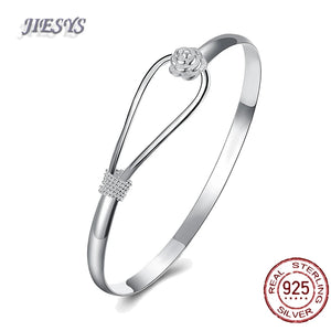 925 Silver Floral Bangle Bracelet for Women
