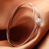 925 Silver Floral Bangle Bracelet for Women