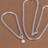 925 Sterling Silver Snake Chain Jewelry Set 3MM Party