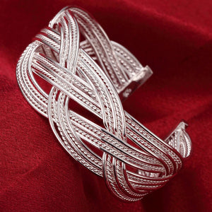 925 Silver Braided Bangle European American Style