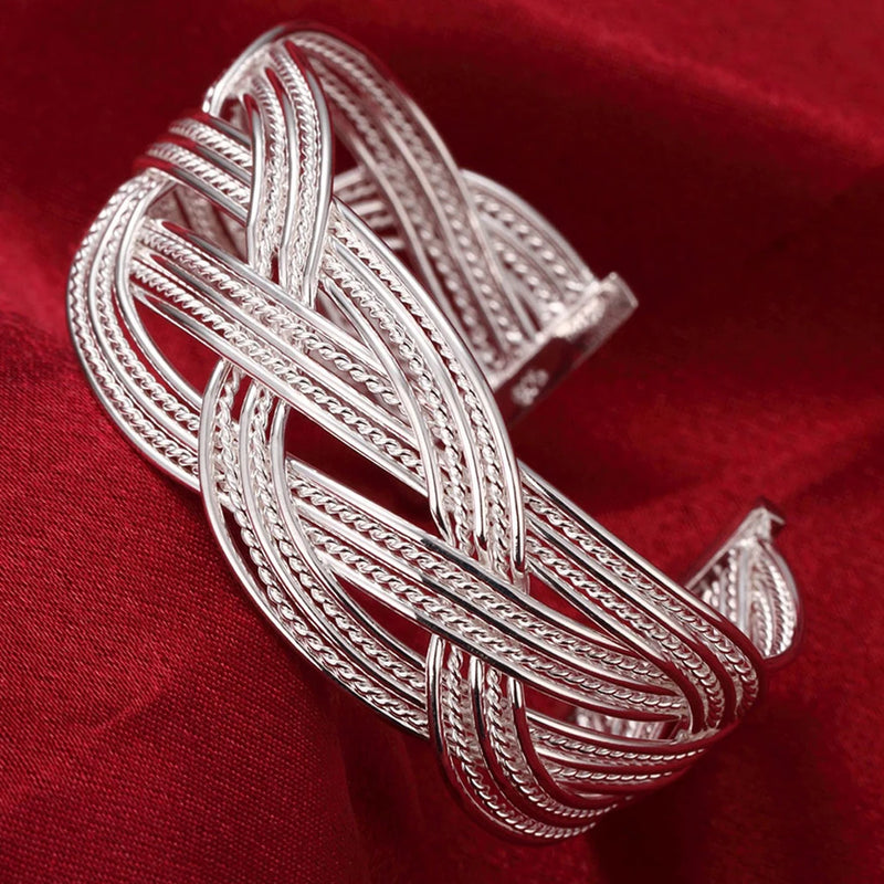 925 Silver Braided Bangle European American Style