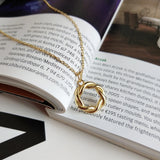 925 Silver Braided Wreath Garland Twine Pendant Necklace Women Jewelry