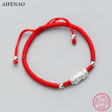 925 Silver Troops Bracelet Red Thread Lucky Pixiu Bangle