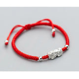 925 Silver Troops Bracelet Red Thread Lucky Pixiu Bangle