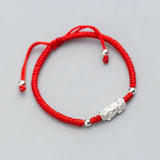 925 Silver Troops Bracelet Red Thread Lucky Pixiu Bangle
