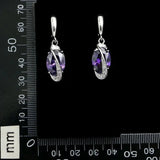 925 Silver Purple Crystal Bridal Earrings Women Jewelry