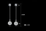 925 Silver Bridal Crystal Tassel Drop Earrings Women Boucle D'oreille Oorbellen