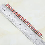925 Silver Red Garnet Charm Bracelet for Women Wedding