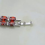 925 Silver Red Garnet Charm Bracelet for Women Wedding