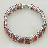925 Silver Red Garnet Charm Bracelet for Women Wedding