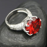 925 Silver Red Garnet Bridal Jewelry Set Engagement Gift
