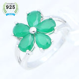 925 Silver Pink CZ Flower Sweet Bridal Ring in Jewelry Box