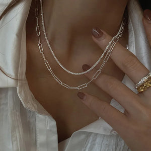 925 Silver Geometric Necklace Choker for Women