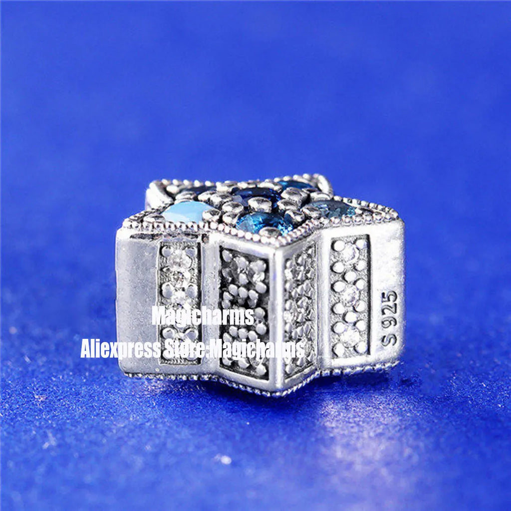 925 Silver Bright Star Charm w/ Crystals, Fits All European Bracelets