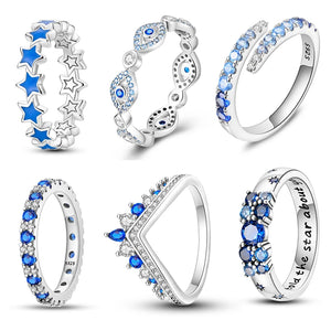 925 Silver Royal Zircon Demon Eye Star Ring Wedding Jewelry