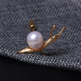 925 Silver Snail Pearl Brooch Women Men Suit Accessory