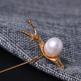 925 Silver Snail Pearl Brooch Women Men Suit Accessory