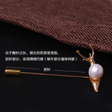 925 Silver Snail Pearl Brooch Women Men Suit Accessory