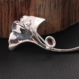 925 Silver Red Garnet Leaf Brooch Pin Men Suit Accessory