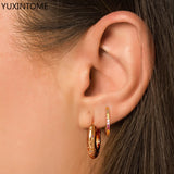 925 Silver Buckle Hoop Earrings 10mm 13mm Crystal Pave Minimalist Huggie Gift