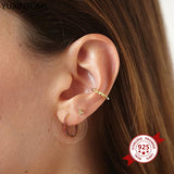 925 Silver Buckle Hoop Earrings 10mm 13mm Crystal Pave Minimalist Huggie Gift