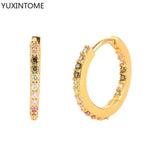 925 Silver Buckle Hoop Earrings 10mm 13mm Crystal Pave Minimalist Huggie Gift