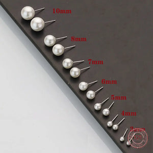 925 Silver Pearl Stud Earrings Women Party Jewelry