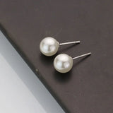 925 Silver Pearl Stud Earrings Women Party Jewelry