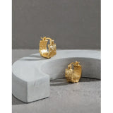 925 Silver Bumpy Texture Hoop Earrings 18k Light Female Jewelry