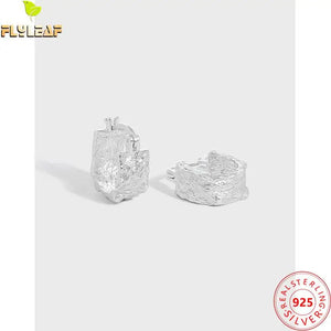 925 Silver Bumpy Texture Hoop Earrings 18k Light Female Jewelry