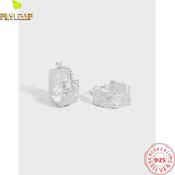 925 Silver Bumpy Texture Hoop Earrings 18k Light Female Jewelry