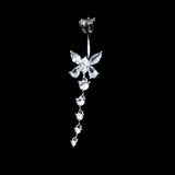 925 Silver Butterfly Navel Ring with Zircon Dangle