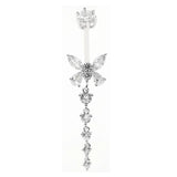 925 Silver Butterfly Navel Ring with Zircon Dangle