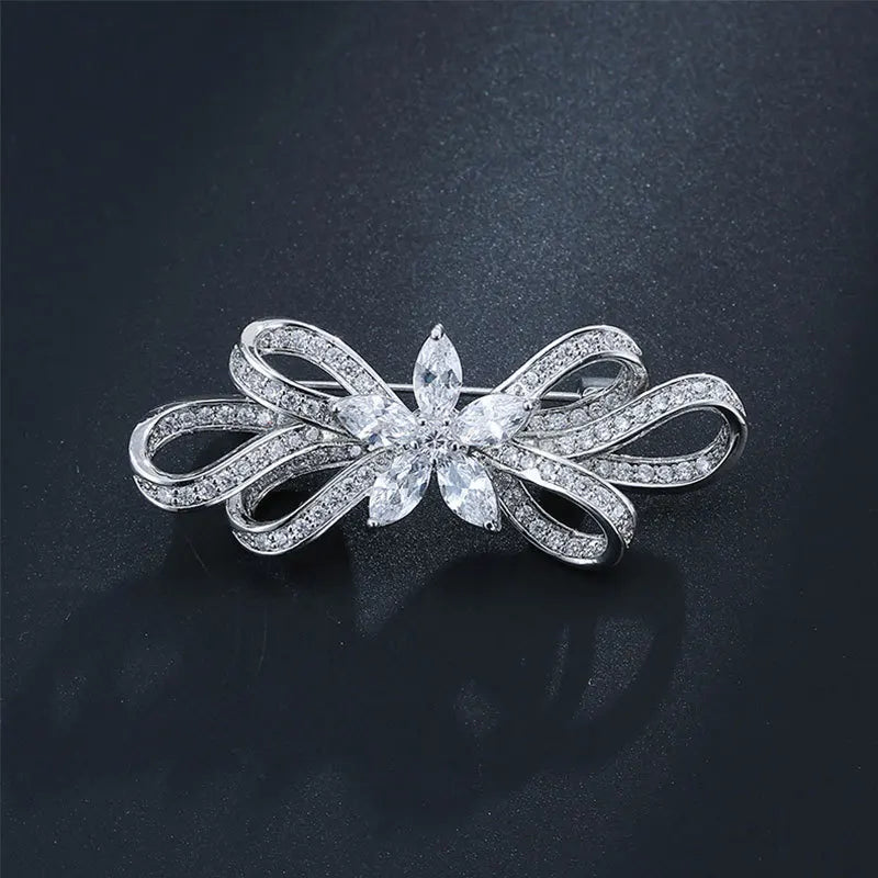 925 Silver Butterfly Brooch Bridal Wedding Dress Accessories Jewelry