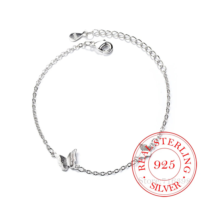 925 Silver Butterfly Charm Bracelet Women's Jewelry Gift