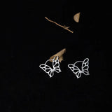 925 Silver Butterfly Hoop Stud Earrings for Women Girl