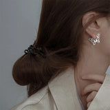 925 Silver Butterfly Hoop Stud Earrings for Women Girl