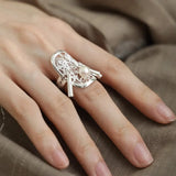925 Silver Butterfly Flower Pearl Ring for Women Girl Gift Ethnic Tassel Jewelry