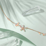 925 Silver Butterfly Flower Pendant Necklace Women Rose Plating
