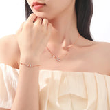 925 Silver Butterfly Flower Pendant Necklace Women Rose Plating