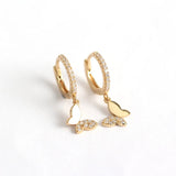 925 Silver Butterfly Hoop Earrings CZ Ear Piercing Jewelry