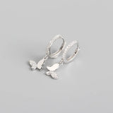 925 Sterling Silver Butterfly Hoop Earrings for Women CZ Silver Jewelry