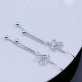 925 Silver Butterfly Tassel Drop Earrings Women Boucle d'oreille oorbellen