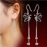 925 Silver Butterfly Tassel Drop Earrings Women Boucle d'oreille oorbellen