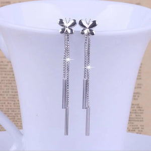 925 Silver Butterfly Tassel Earrings Gift S-E67