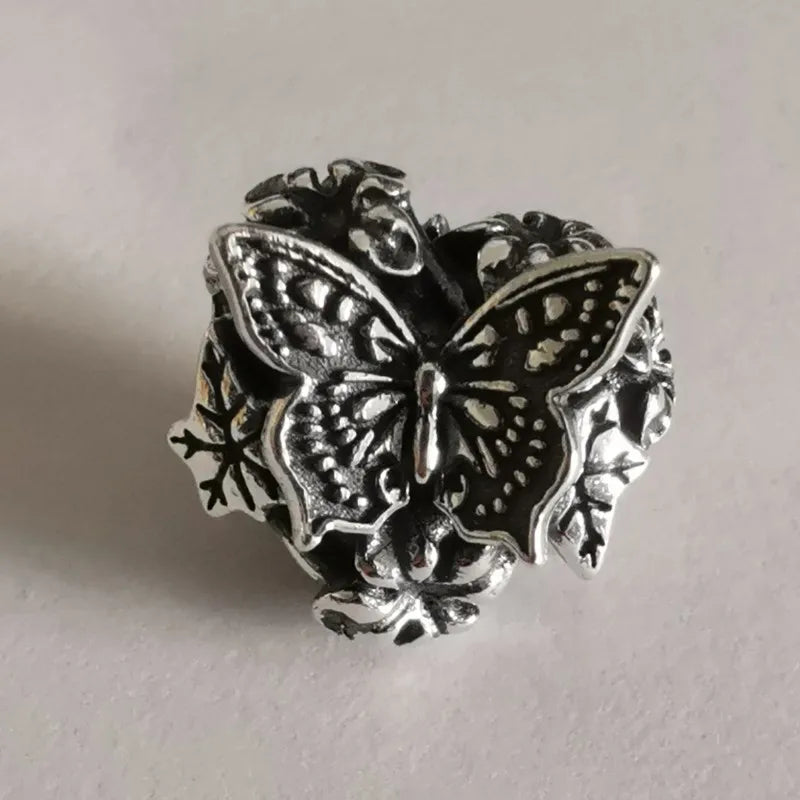 925 Silver Butterfly Heart Charm for European Bracelet