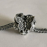 925 Silver Butterfly Heart Charm for European Bracelet